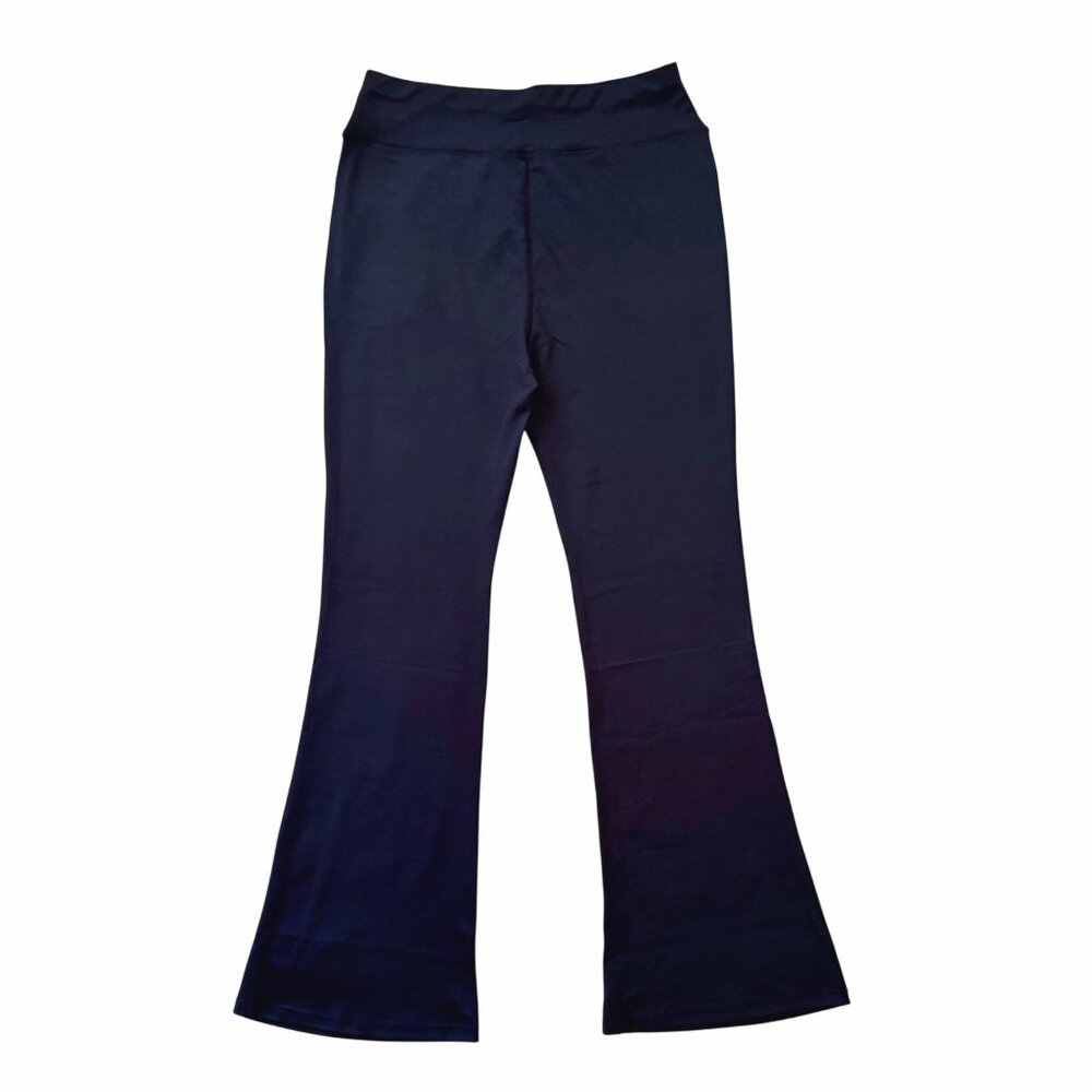Flared Knit Pull On Pants Womens Large Navy Blue with Pockets - Picture 3 of 8